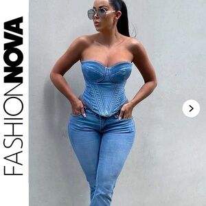 FashionNova 💙 bae for tonight denim corset medium wash